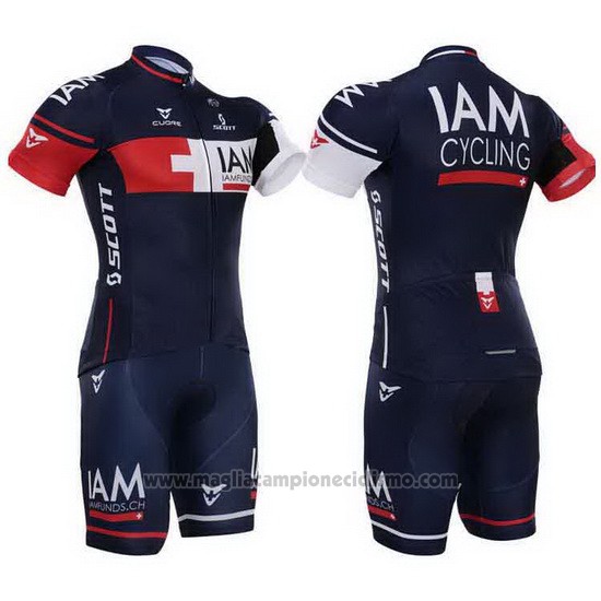 2015 Abbigliamento Ciclismo IAM Blu Manica Corta e Salopette